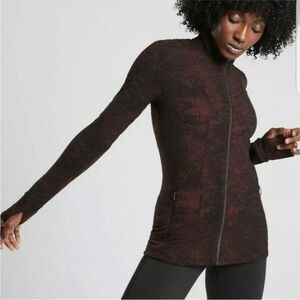 Athleta Shanti Jacquard Jacket, Antique Textured Burgundy XS